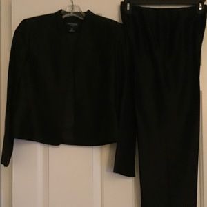 Two piece black pants suite black silky